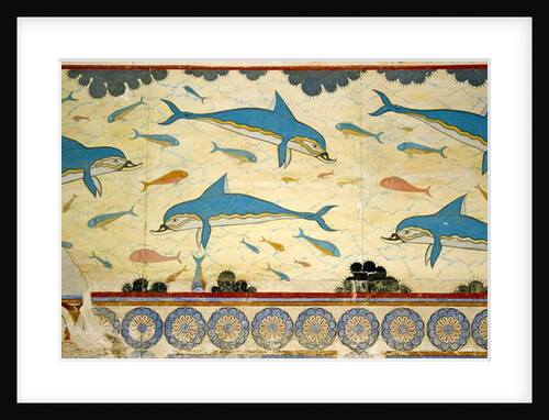 The Dolphin Fresco in the Queen's Bathroom, Knossos, Crete 1550-1450 BC by Minoan Minoan
