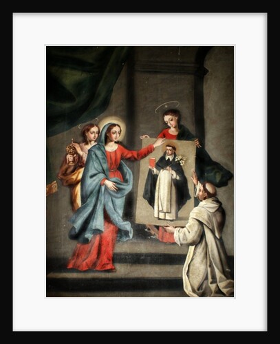 A saint presenting a portrait of St. Dominic to the Virgin Mary by Spanish School