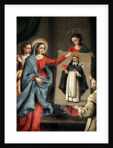 A saint presenting a portrait of Saint Dominic to the Virgin Mary by Spanish School