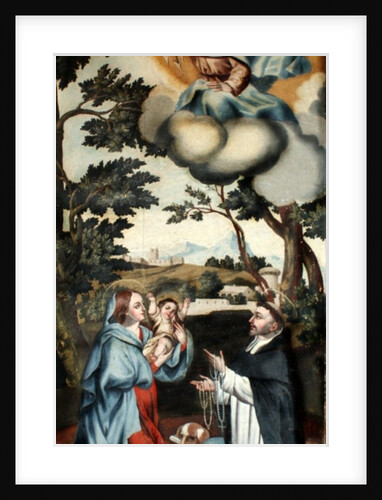 The Virgin Mary presents Jesus to St. Dominic by Spanish School