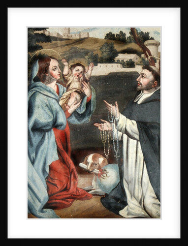The Virgin Mary presents Jesus to St. Dominic by Spanish School