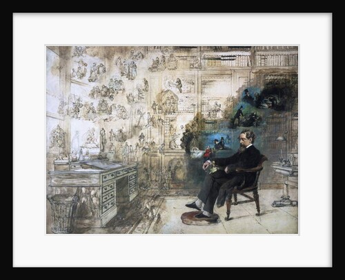 A posthumous portrait of Dickens and his characters; Dickens's Dream, 1875 by Robert William Buss