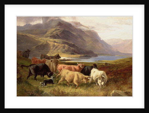 Highland Cattle with a Collie by Joseph & Adam Joseph Denovan (1846-96) Adam