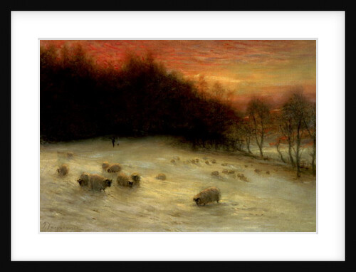 Sheep in a Winter Landscape, Evening by Joseph Farquharson