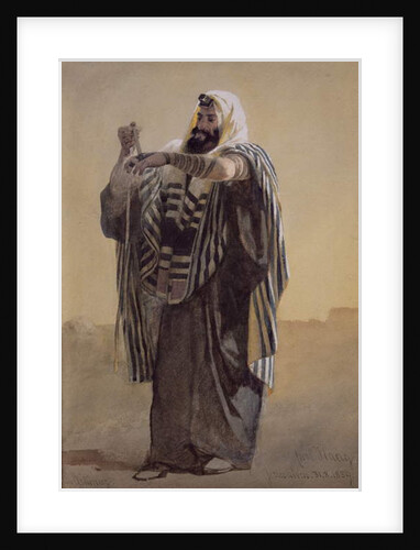 A Jerusalemite Shepherd Winding the Phylacteries for the Hand, 1895 by Carl Haag