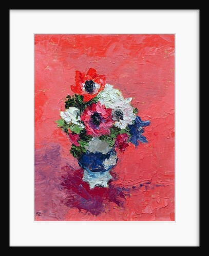 Anemones on a red ground, 1992 by Diana Schofield