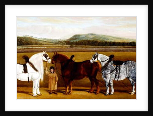 English Farm Family with their draft horses by Unknown Artist