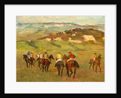 Jockeys on Horseback before Distant Hills, 1884 by Edgar Degas