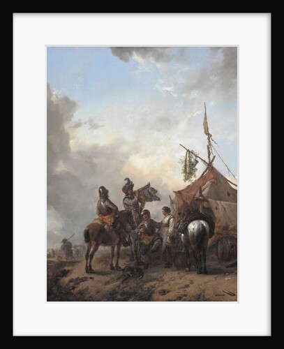 Soldiers carousing with a serving woman outside a tent, c.1655 by Philips Wouwermans or Wouwerman