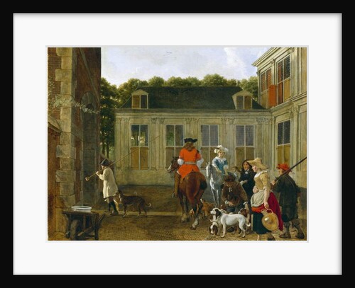 Hunting Party in the Courtyard of a Country House, c.1665 by Ludolf de Jongh