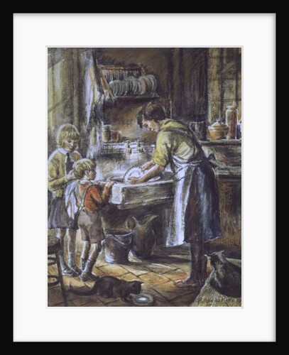 Helping with the Washing Up, 1975 by Anthea Durose