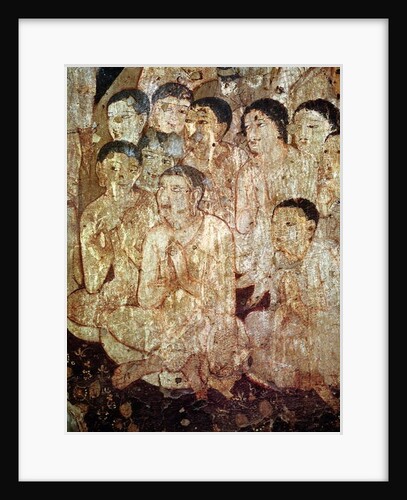 Group of disciples mourning the death of Buddha by Indian School