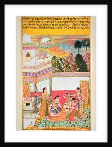 Woman dying the palms of hands by Rajasthani School