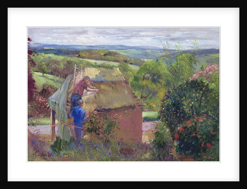 Thatching the Summer House, Lanhydrock House, Cornwall, 1993 by Timothy Easton