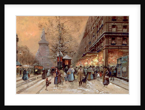 A Busy Boulevard near the Place de la Republique, Paris by Eugene Galien-Laloue