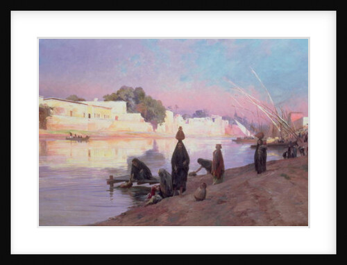 Washerwomen on the banks of the Nile by Eugene Alexis Girardet