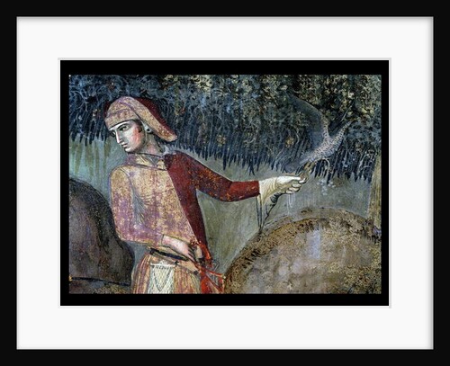 Effects of Good Government in the Countryside, detail of a falconer, 1388-40 by Ambrogio Lorenzetti