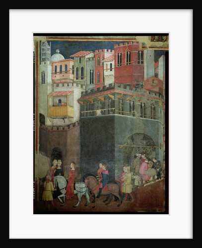 Effects of Good Government in the City, detail of architecture and citizens, 1338-40 by Ambrogio Lorenzetti
