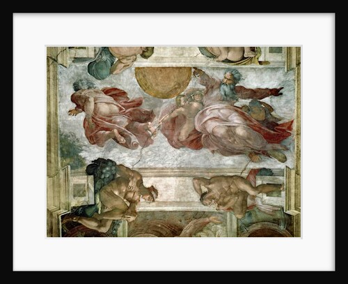 Sistine Chapel Ceiling: Creation of the Sun and Moon, 1508-12 by Michelangelo Buonarroti