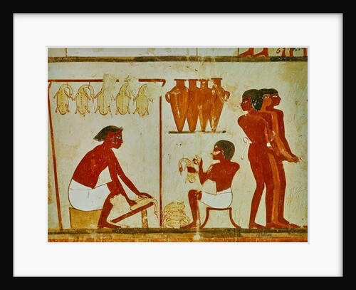 Meat processing of the birds by Egyptian 18th Dynasty