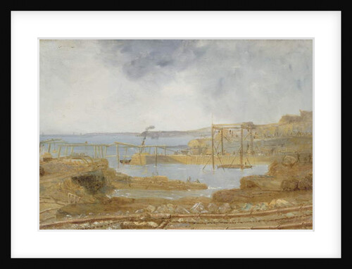 Sketch of Inner Harbour, A Temporary Crane, May 1829 by Robert Mackreth