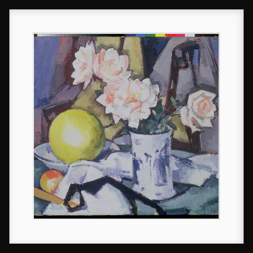 Blue and White Vase, Roses, Melon and Orange by Samuel John Peploe