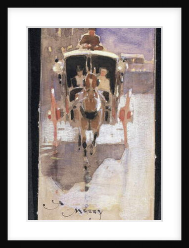 Christmas Card with a Hansom Cab by Joseph Crawhall