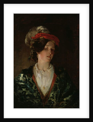 Lady in a Feathered Bonnet by Thomas Faed
