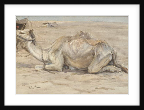 Camel at the Artist's Camp with Bedouins by Edwin John Alexander