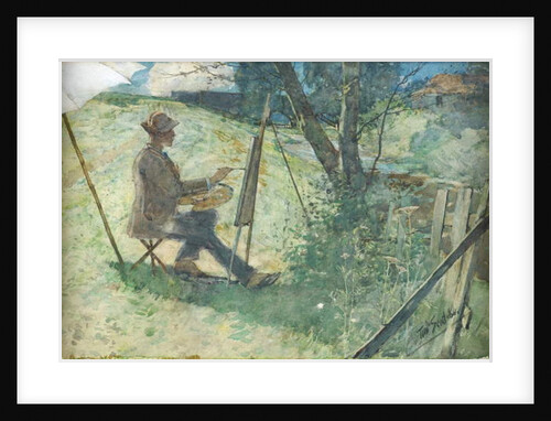 Artist Painting by a Burn, 1886 by Tom Scott