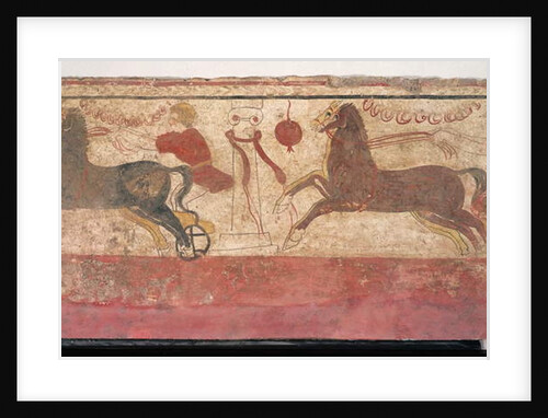Chariot racing, detail from a tomb chamber, 330-320 BC by Etruscan