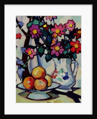 Still life of dahlias and fruit, c.1910-12 by Samuel John Peploe