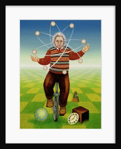 Albert Einstein juggling with time, 2000 by Frances Broomfield