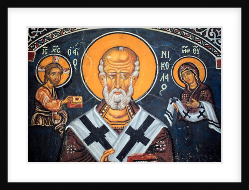 Saint Nicholas surrounds Christ and Mary Byzantine fresco by Anonymous