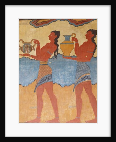 Figures of the procession fresco from the palace at Knossos by Minoan Minoan