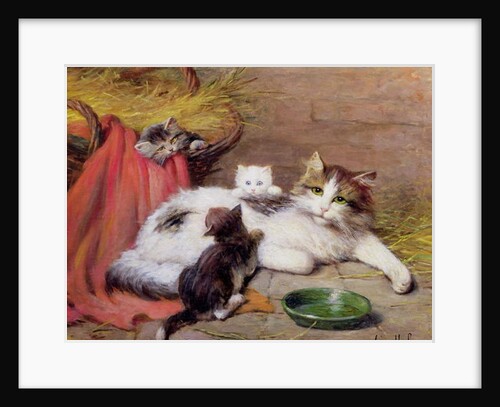 Cat with kittens, 1924 by Leon-Charles Huber