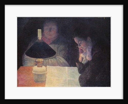 Reading under the Lamp, 1890 by Leon Pourtau