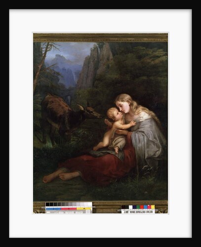 Genevieve de Brabant and her child abandoned in the wild forest by W. Herbig