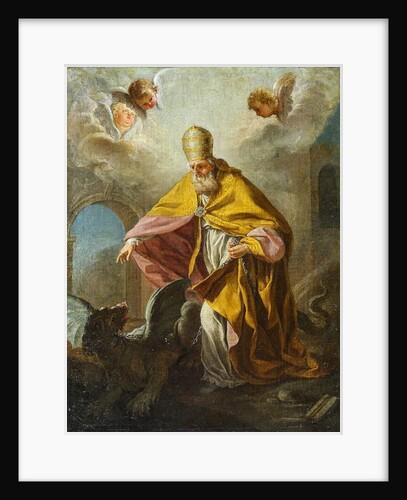 Pope Sylvester I slaying a dragon by Unknown artist