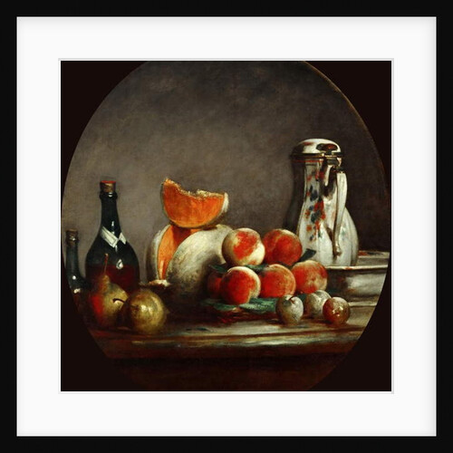 Melons, pears, peaches and plums, or The cut melon, 1760 by Jean-Baptiste Simeon Chardin