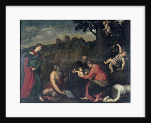 The Holy Family with Saints Jerome, Catherine of Alexandria and Angels, 16th century by Paris Bordone