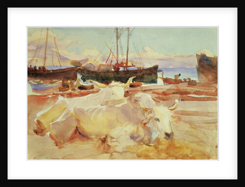 Oxen on the Beach at Baia, c.1908 by John Singer Sargent