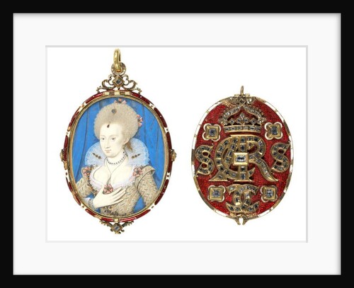 Portrait miniature of Queen Anne of Denmark with jewelled cover, c.1611 by Nicholas Hilliard