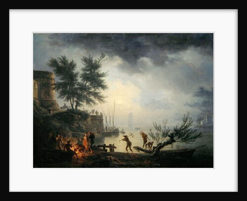 Sunrise, A Coastal Scene with Figures around a Fire, 1760 by Claude Joseph Vernet