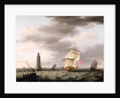 A Man of War passing the Eddystone Lighthouse, c.1773 by Francis Holman