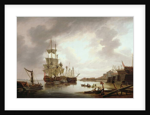 British Men of War at Anchor in Blackwall Reach, 1792 by Dominic Serres