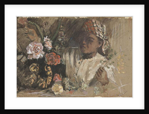 Black woman with peonies, c.1870 by Jean Frederic Bazille