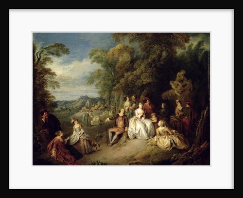 Elegant company in a park by Jean-Baptiste Joseph Pater