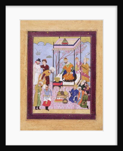 Khamsa of Nizami in a pavilion among followers and attendants, c.1590 by Persian School