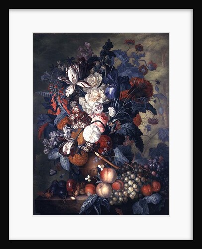 A Vase of Flowers with Fruit by Jacob van Huysum